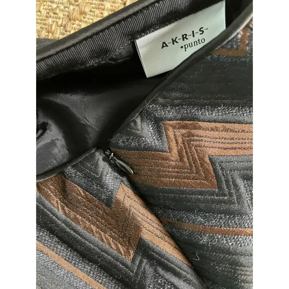 Akris Punto Bronze Black knee length chevron Skirt - Picture 6 of 8